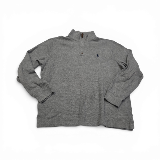 Sueter Ralph Lauren Grande L Gris Pony Azul Cierre Corto