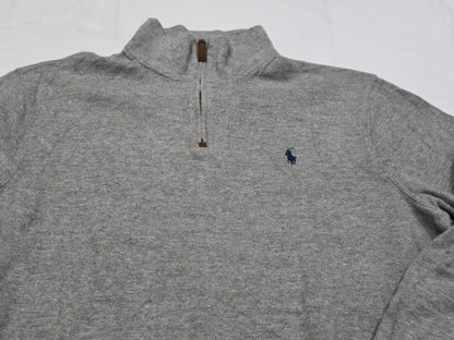 Sueter Ralph Lauren Grande L Gris Pony Azul Cierre Corto