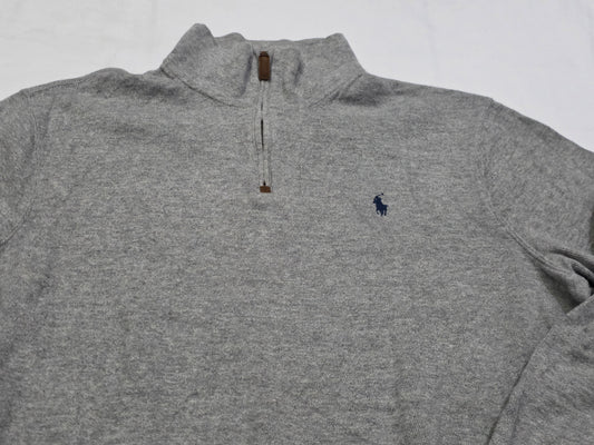 Sueter Ralph Lauren Grande L Gris Pony Azul Cierre Corto