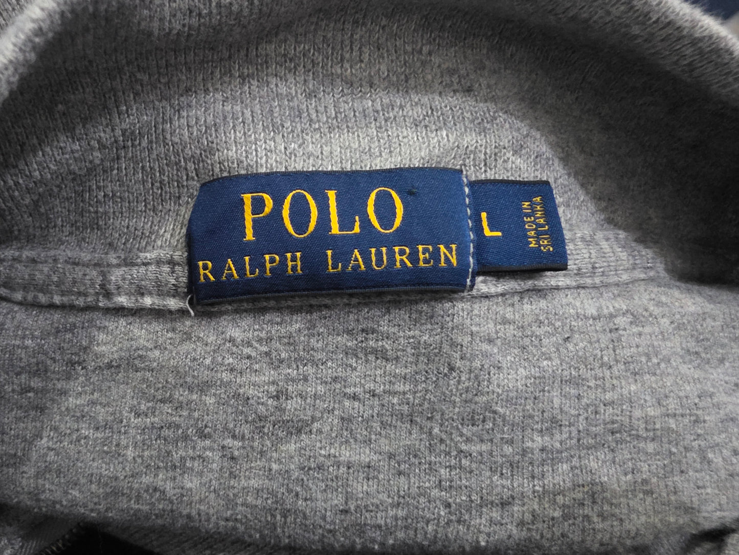 Sueter Ralph Lauren Grande L Gris Pony Azul Cierre Corto