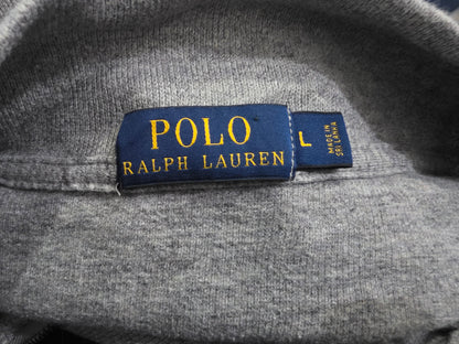 Sueter Ralph Lauren Grande L Gris Pony Azul Cierre Corto