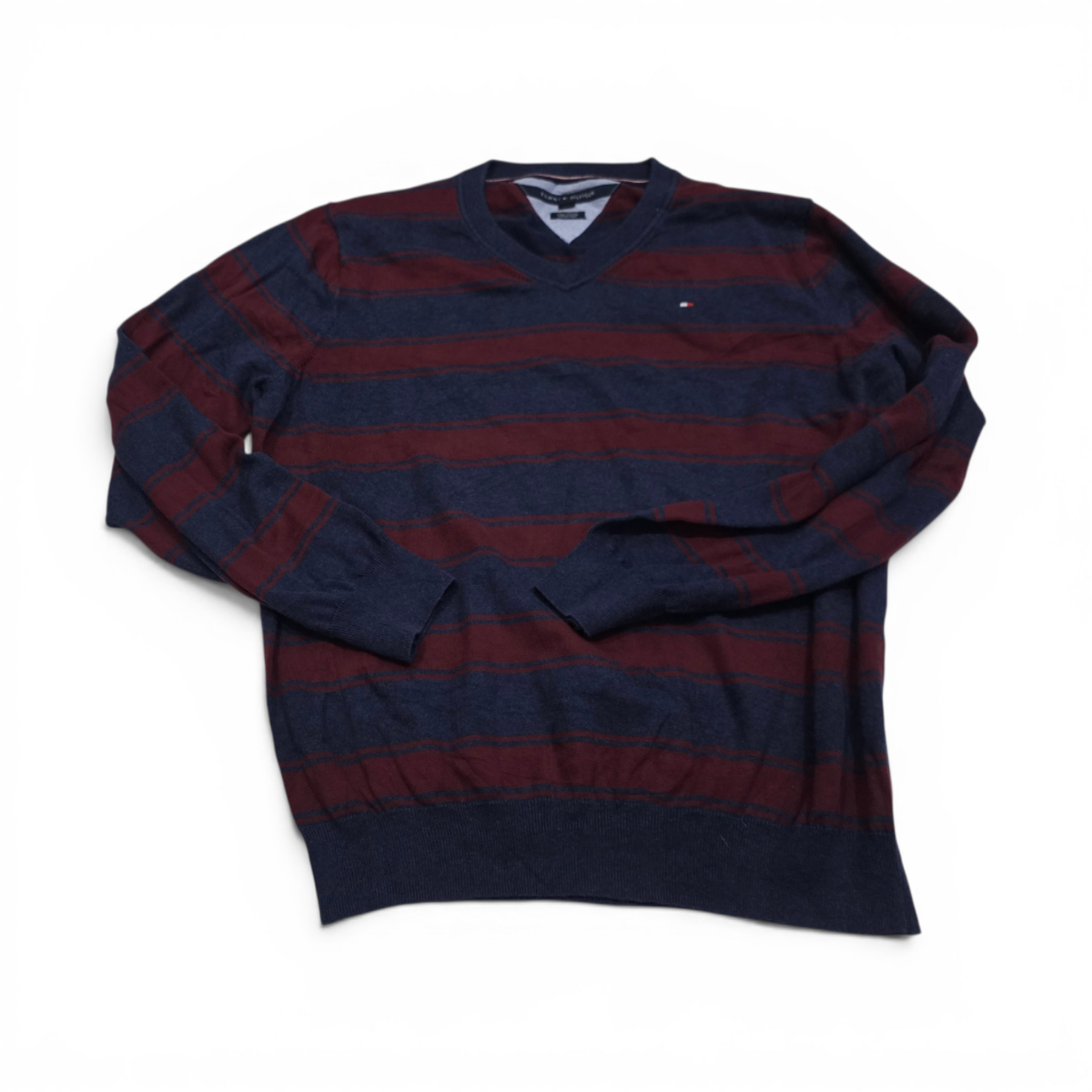 Sueter Tommy Hilfiger Xgrande Xl Azul Y Vino Lineas