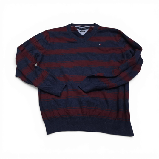 Sueter Tommy Hilfiger Xgrande Xl Azul Y Vino Lineas