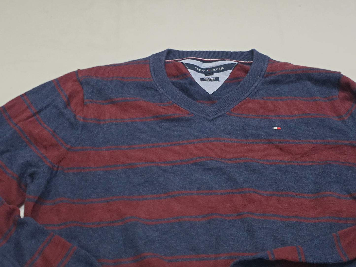 Sueter Tommy Hilfiger Xgrande Xl Azul Y Vino Lineas