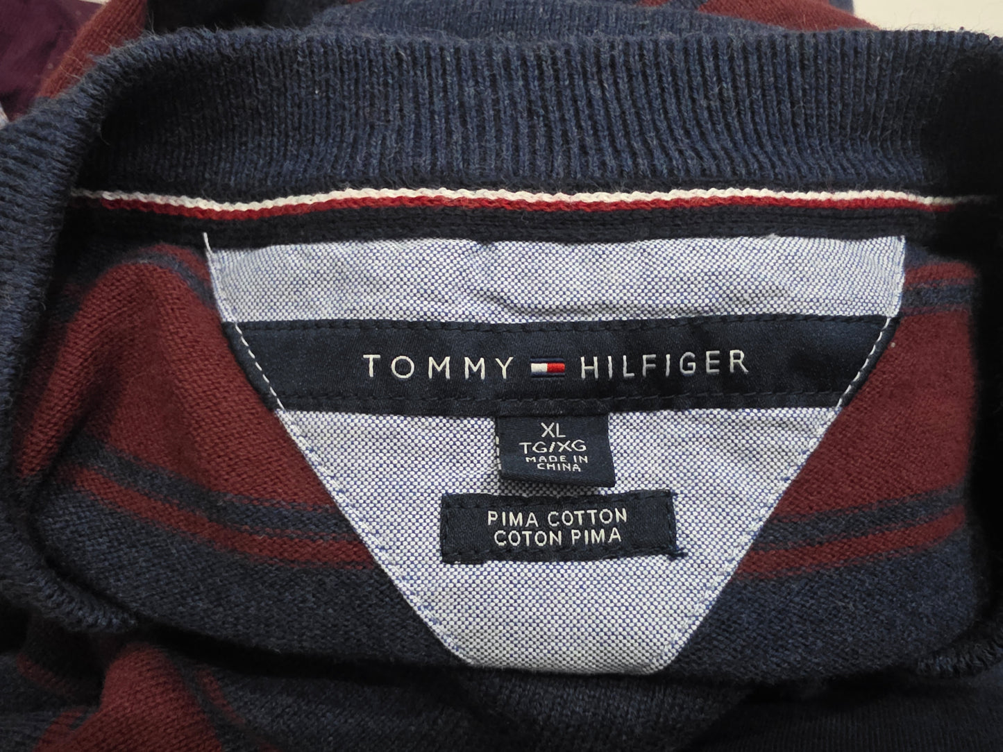 Sueter Tommy Hilfiger Xgrande Xl Azul Y Vino Lineas