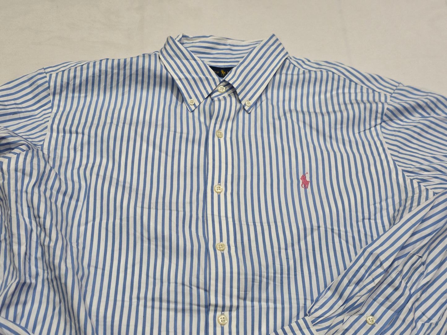 Camisa Ralph Lauren Xgrande Xl Azul Claro Lineas