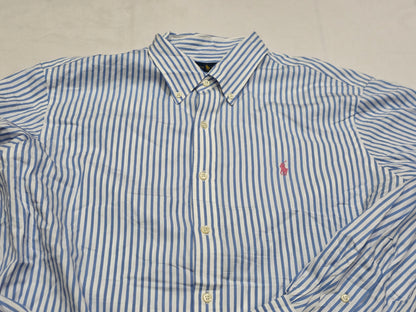 Camisa Ralph Lauren Xgrande Xl Azul Claro Lineas