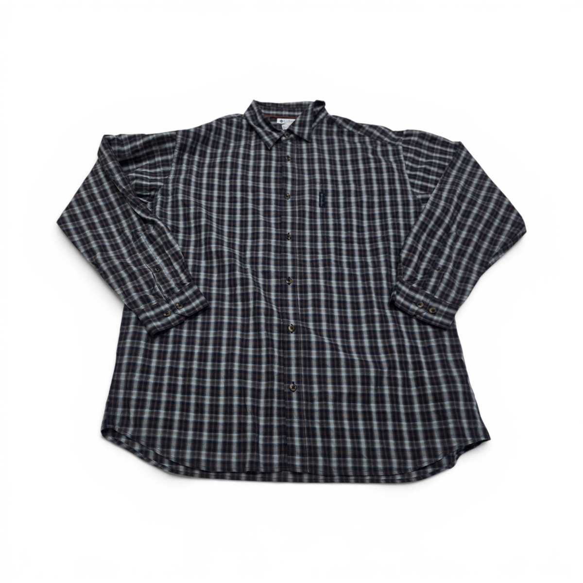 Camisa Columbia Xgrande Xl Cuadro Azul Y Gris