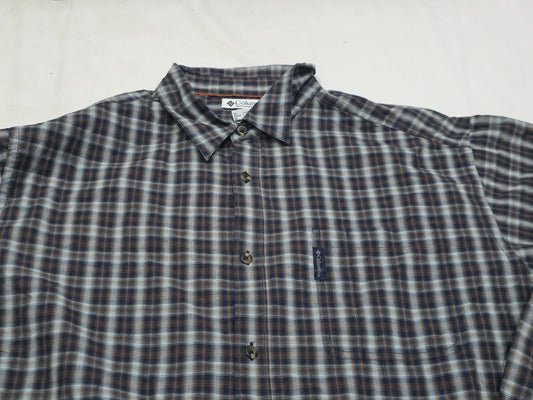 Camisa Columbia Xgrande Xl Cuadro Azul Y Gris