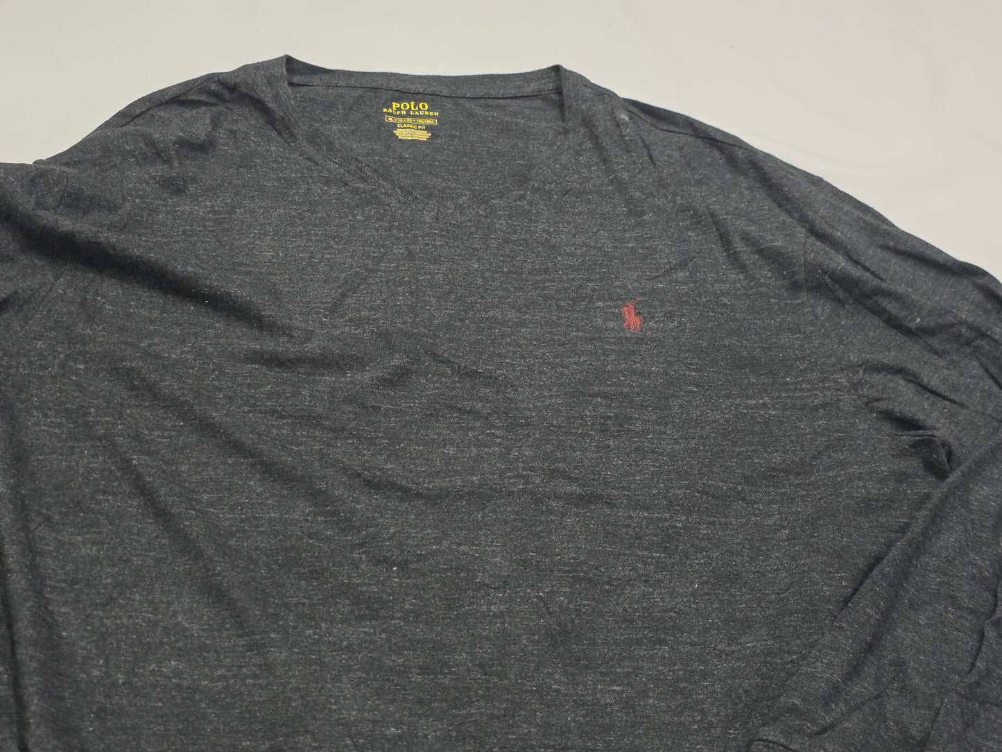 Playera Ralph Lauren Xgrande Gris Oscuro Pony Vino Manga Lar