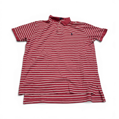 Playera Polo Ralph Lauren Xgrande Xl Coral Y Blanco Lineas