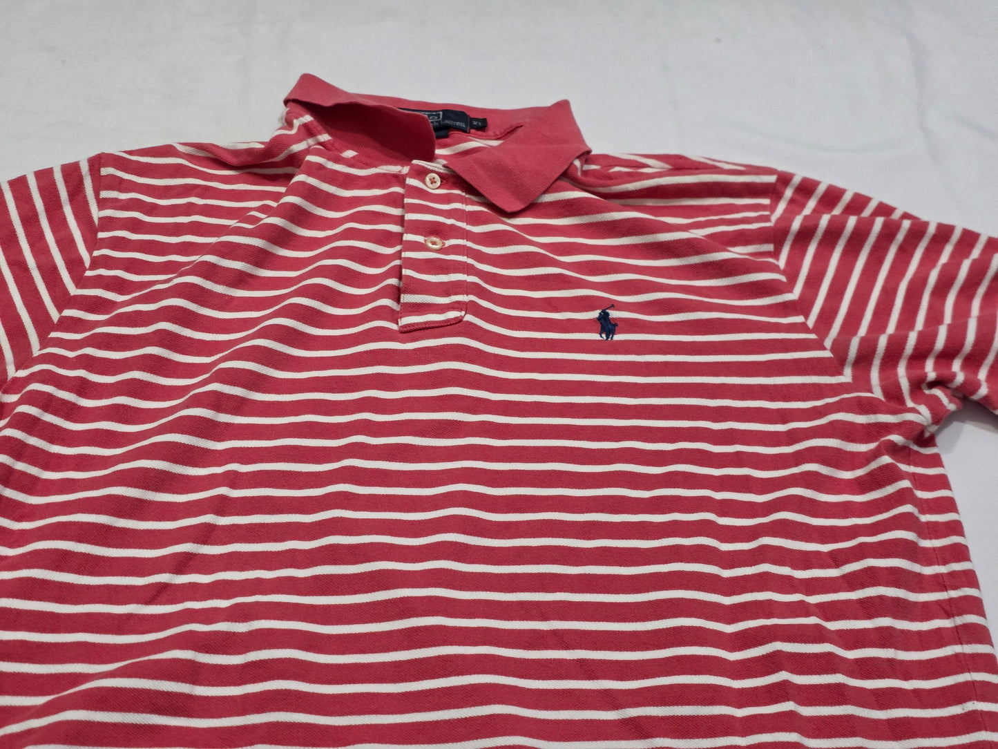Playera Polo Ralph Lauren Xgrande Xl Coral Y Blanco Lineas