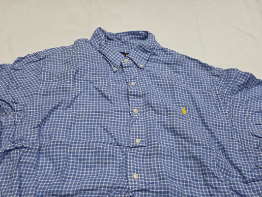 Camisa Ralph Lauren Xgrande Xl Cuadro Azul Claro Pony Amaril