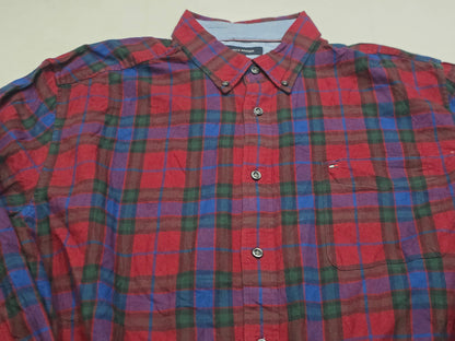 Camisa Tommy Hilfiger Xgrande Xl Cuadro Vino Y Azul