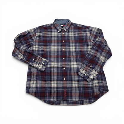 Camisa Tommy Hilfiger Xgrande Xl Cuadro Vino Y Azul Vintage