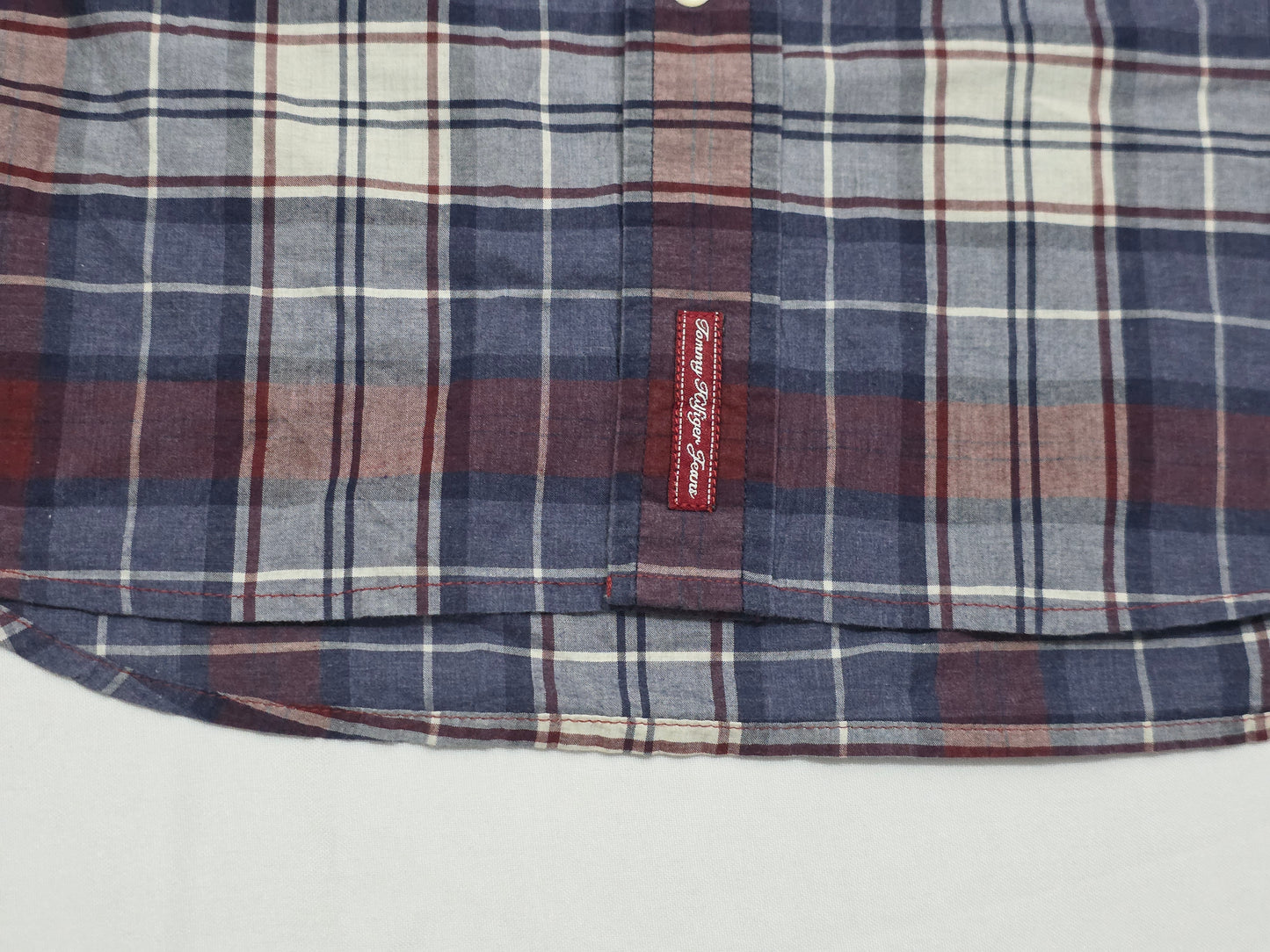 Camisa Tommy Hilfiger Xgrande Xl Cuadro Vino Y Azul Vintage