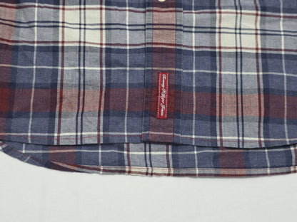 Camisa Tommy Hilfiger Xgrande Xl Cuadro Vino Y Azul Vintage