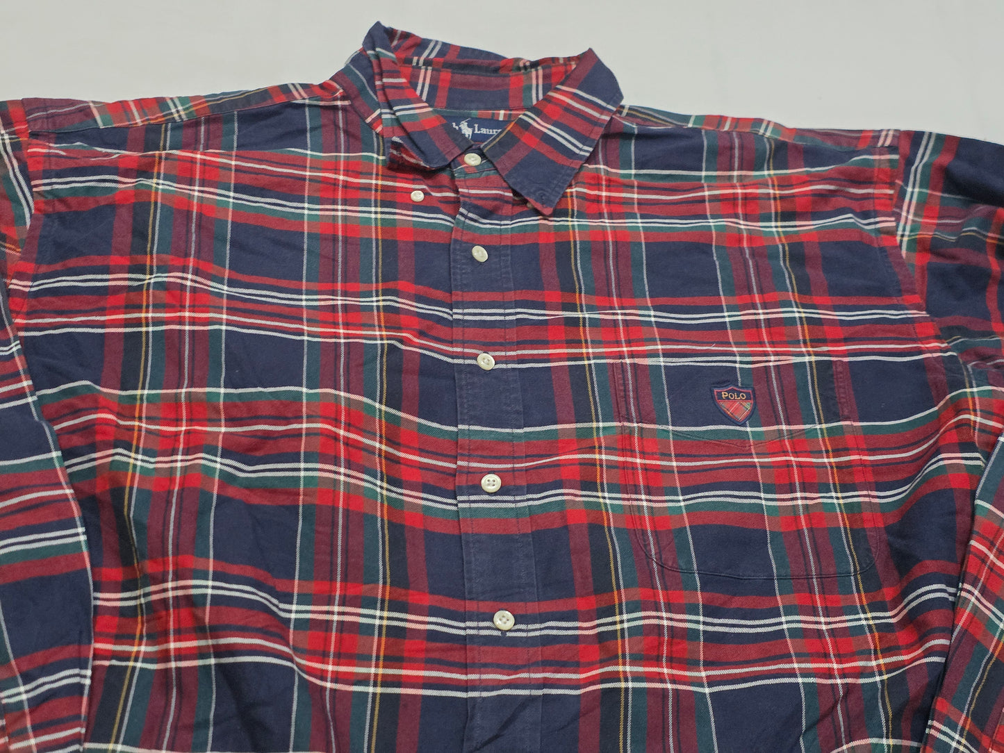 Camisa Ralph Lauren Xgrande Xl Cuadro Rojo Y Azul Big Shirt