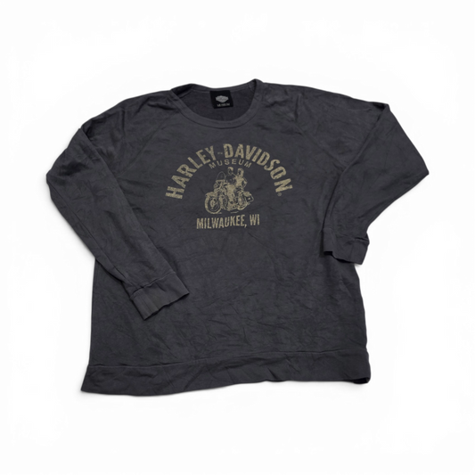 Sudadera Delgada Harley Davidson Xgrande Xl Gris Deslavado