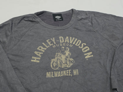 Sudadera Delgada Harley Davidson Xgrande Xl Gris Deslavado