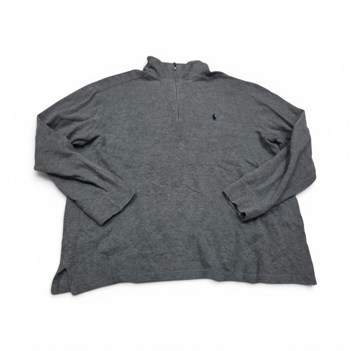 Sueter Ralph Lauren Xgrande Xl Gris Pony Azul Cierre Corto