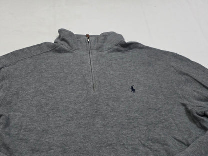 Sueter Ralph Lauren Xgrande Xl Gris Pony Azul Cierre Corto