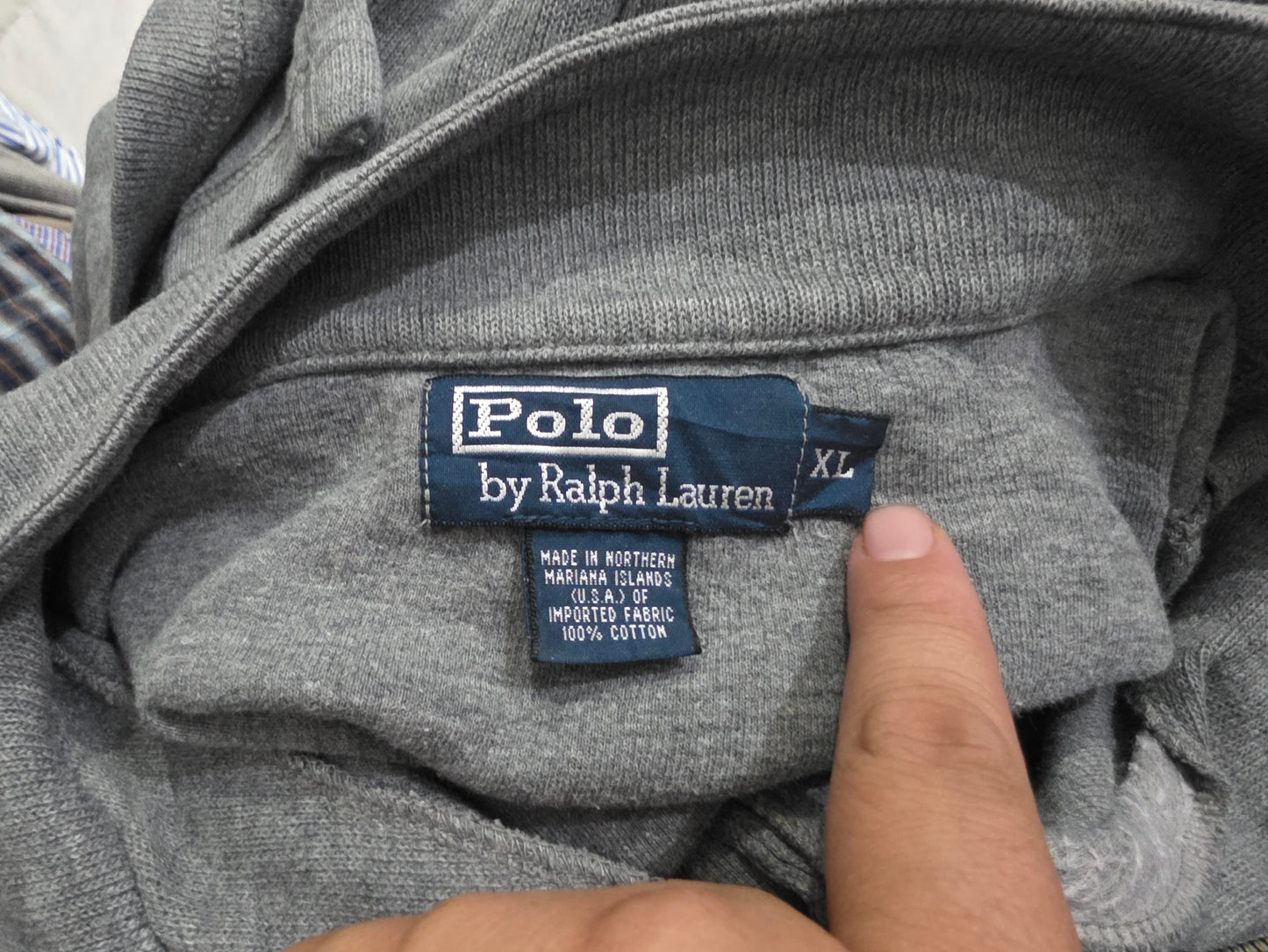 Sueter Ralph Lauren Xgrande Xl Gris Pony Azul Cierre Corto