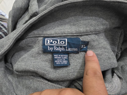 Sueter Ralph Lauren Xgrande Xl Gris Pony Azul Cierre Corto