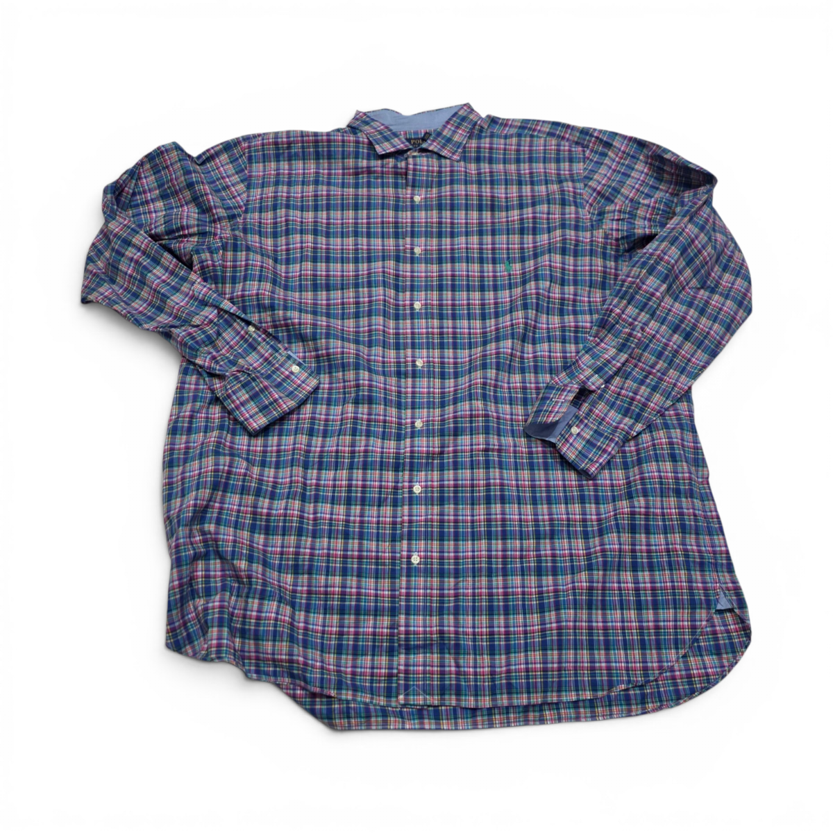 Camisa Ralph Lauren 2xl Alto Cuadro Rosa Y Azul