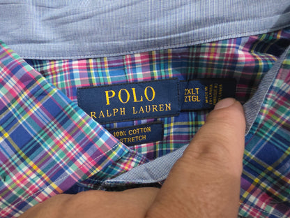 Camisa Ralph Lauren 2xl Alto Cuadro Rosa Y Azul