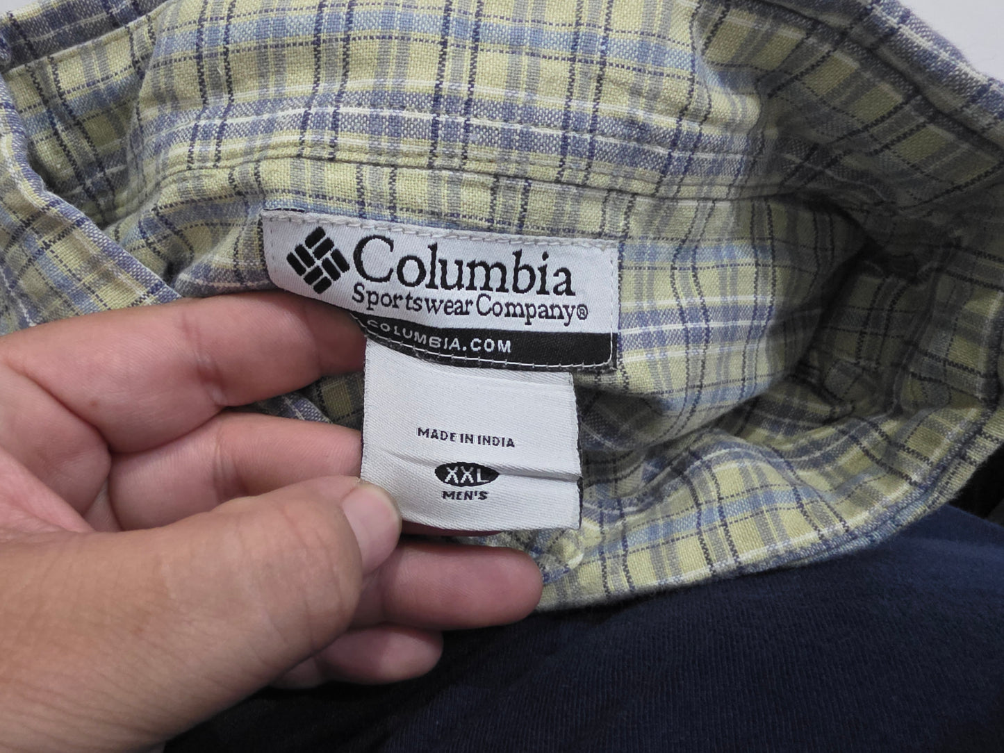 Camisa Columbia 2xl Cuadro Verde Y Azul Manga Corta
