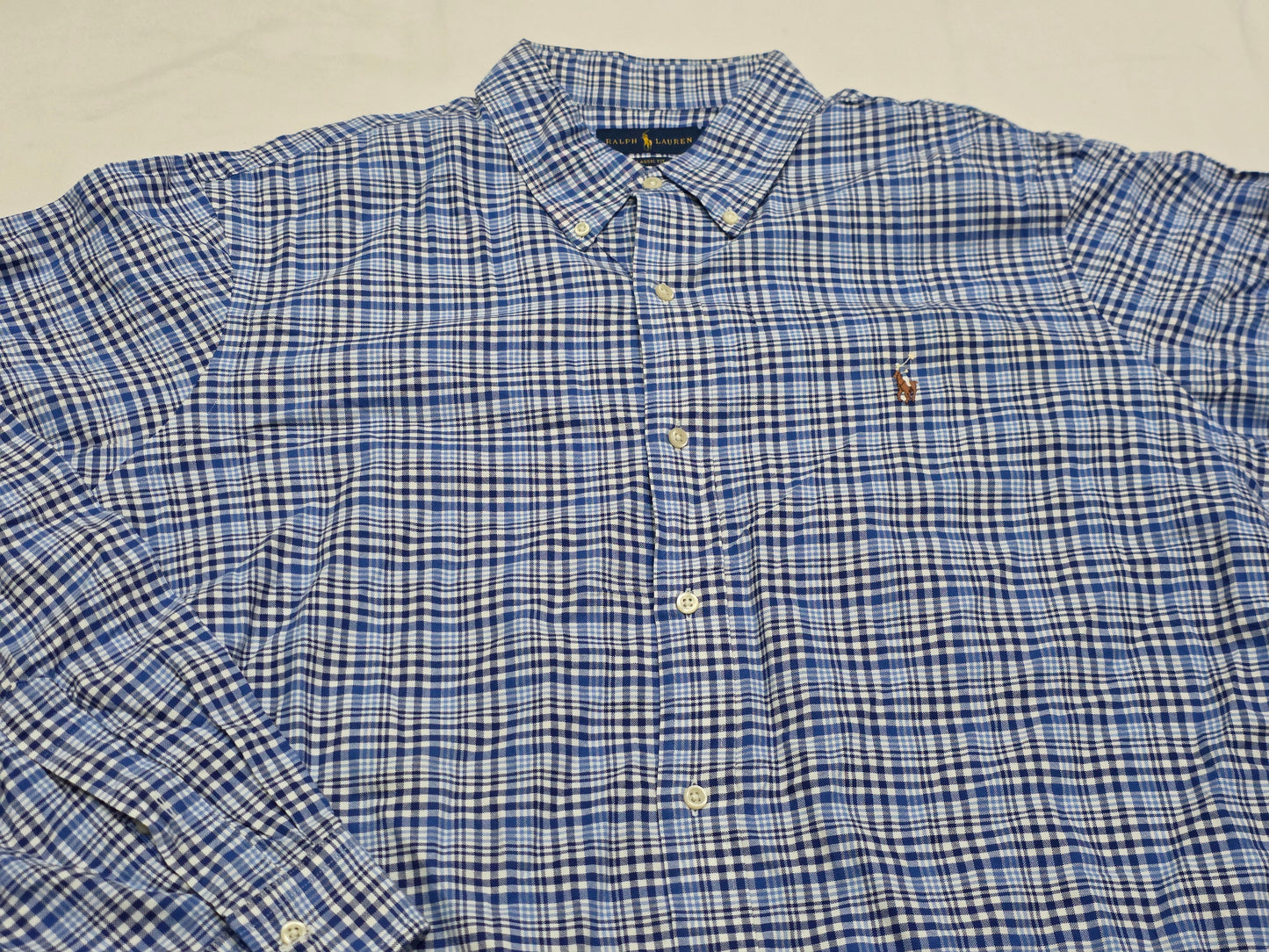 Camisa Ralph Lauren 2xl Cuadro Azul Pony Colores
