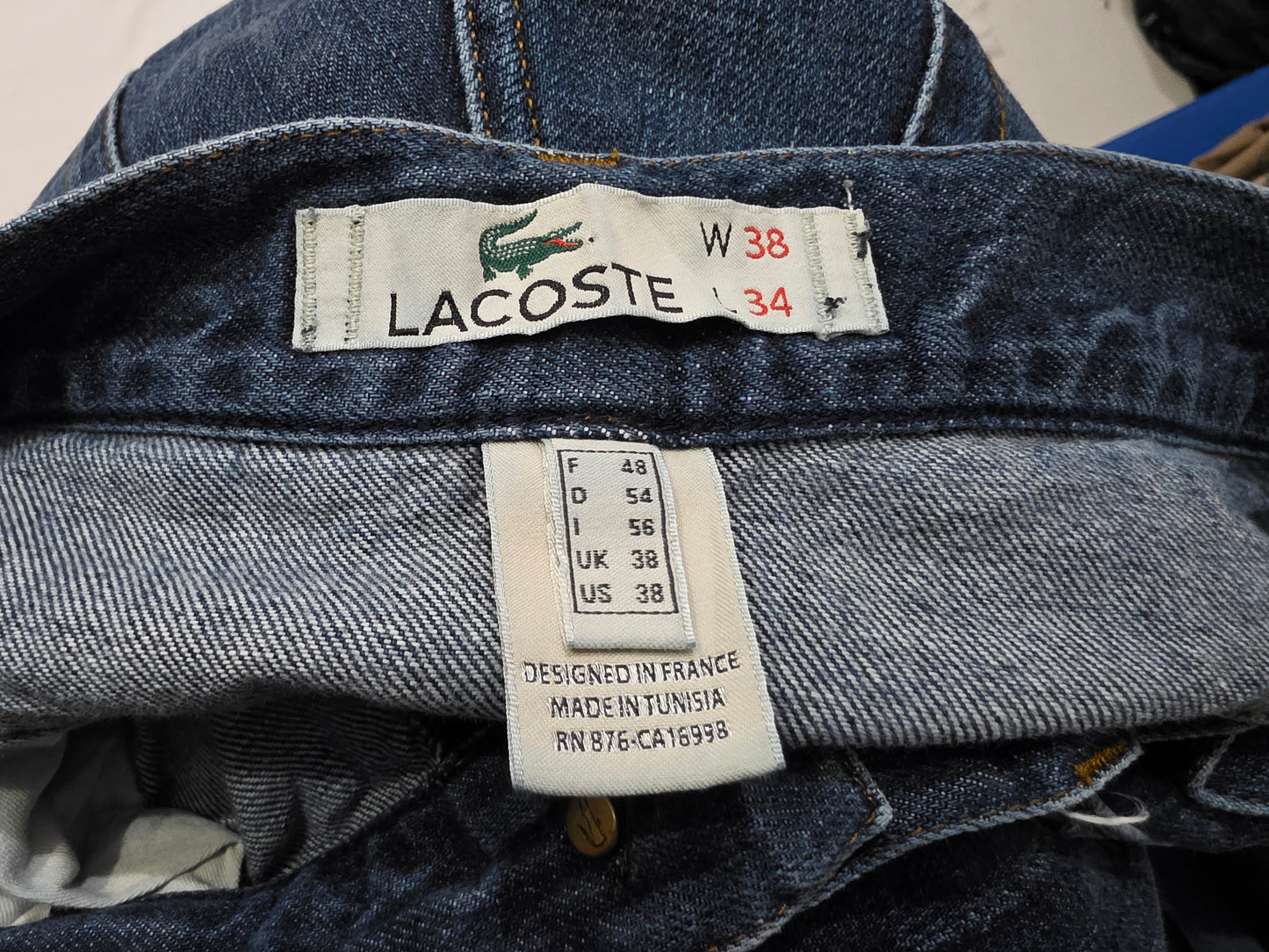 Pantalon Recto Lacoste 38x34 Azul