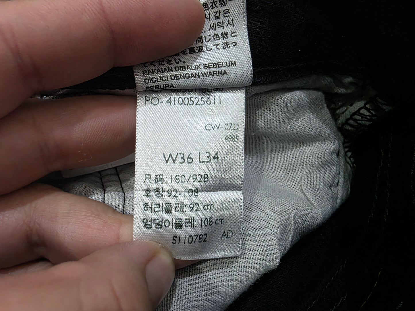 Pantalon Levis 501 36x34 Negro