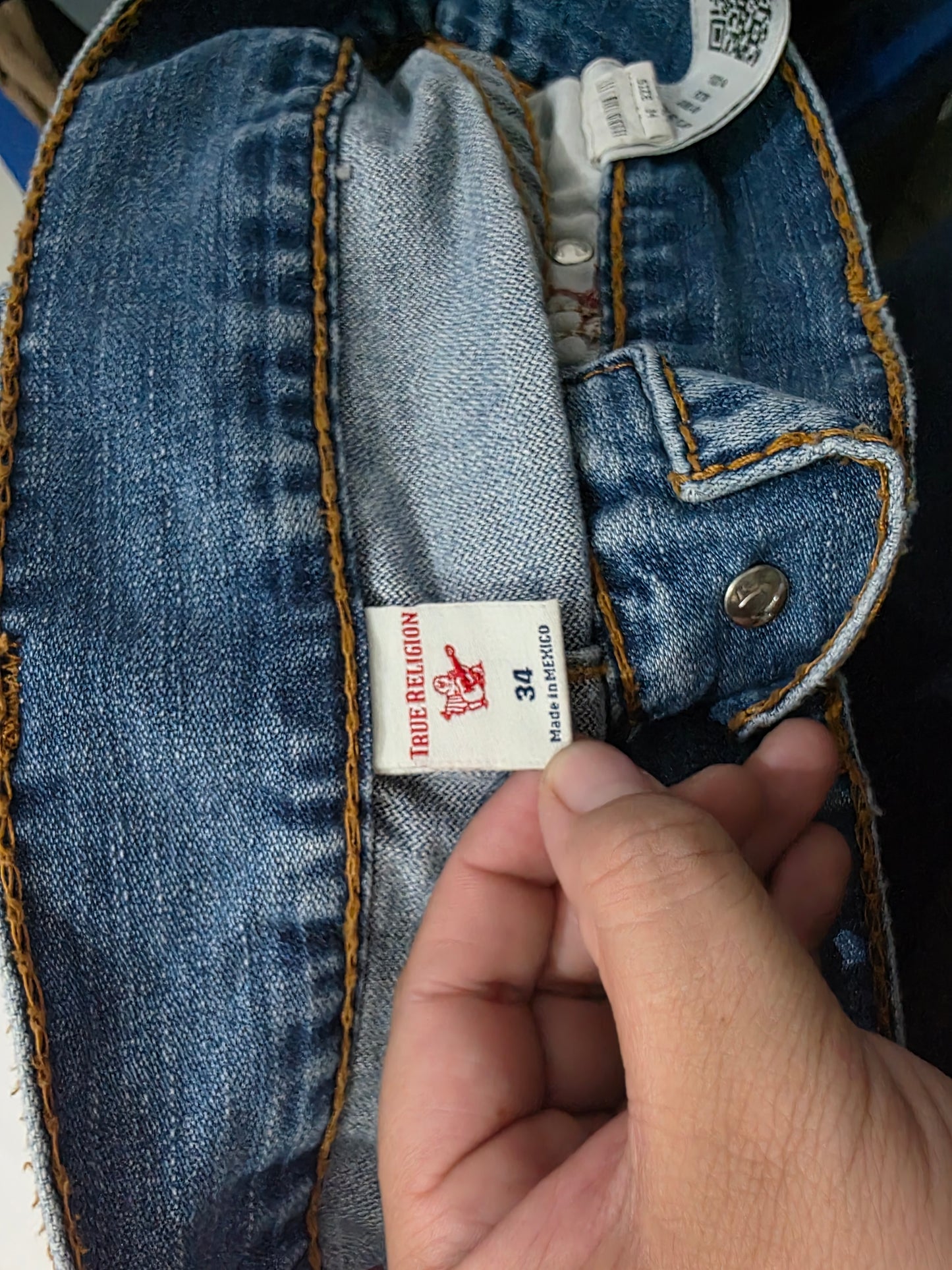 Pantalon True Religion Ricky Relaxed Straight 34 Azul Claro