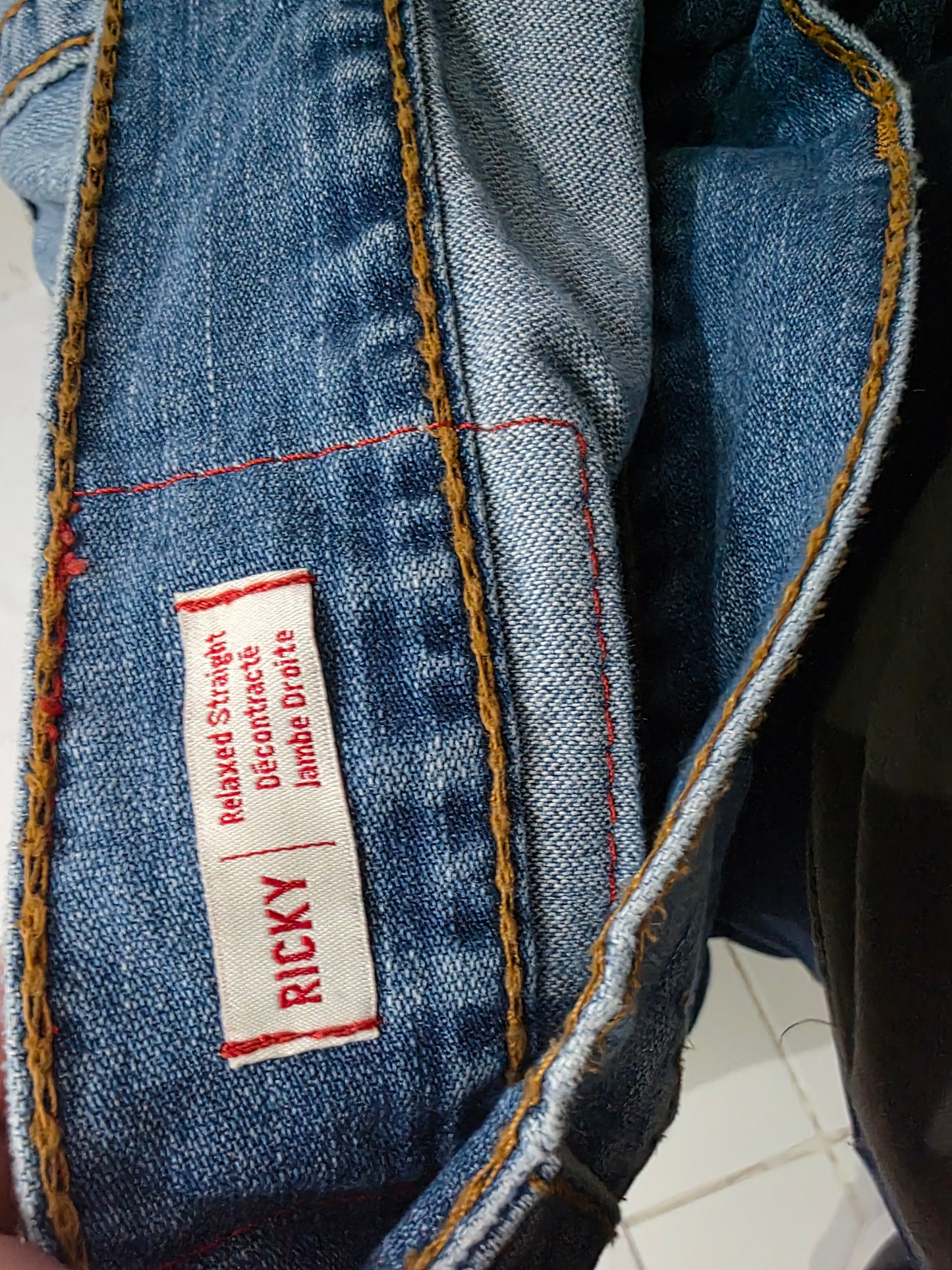 Pantalon True Religion Ricky Relaxed Straight 34 Azul Claro