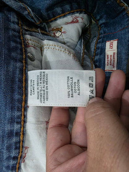 Pantalon True Religion Ricky Relaxed Straight 34 Azul Claro