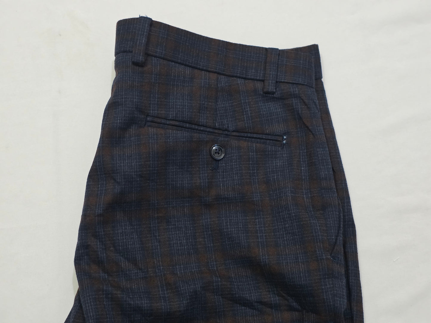 Pantalon Tommy Hilfiger 34x30 Recto Cuadro Azul Y Cafe