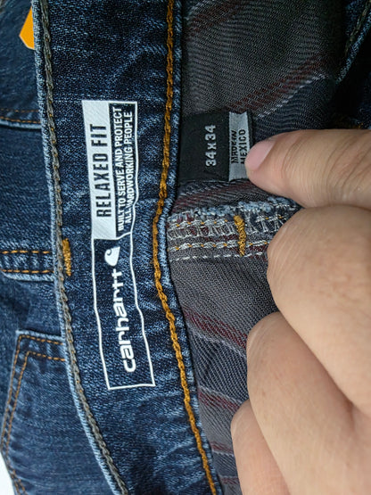 Pantalon Carhartt Relaxed Fit 34x34 Azul Forro Interno