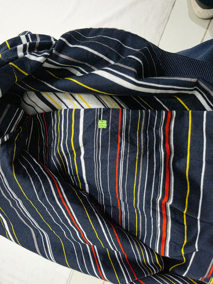 Playera Polo Hugo Boss 2xl Azul Y Blanco Lineas