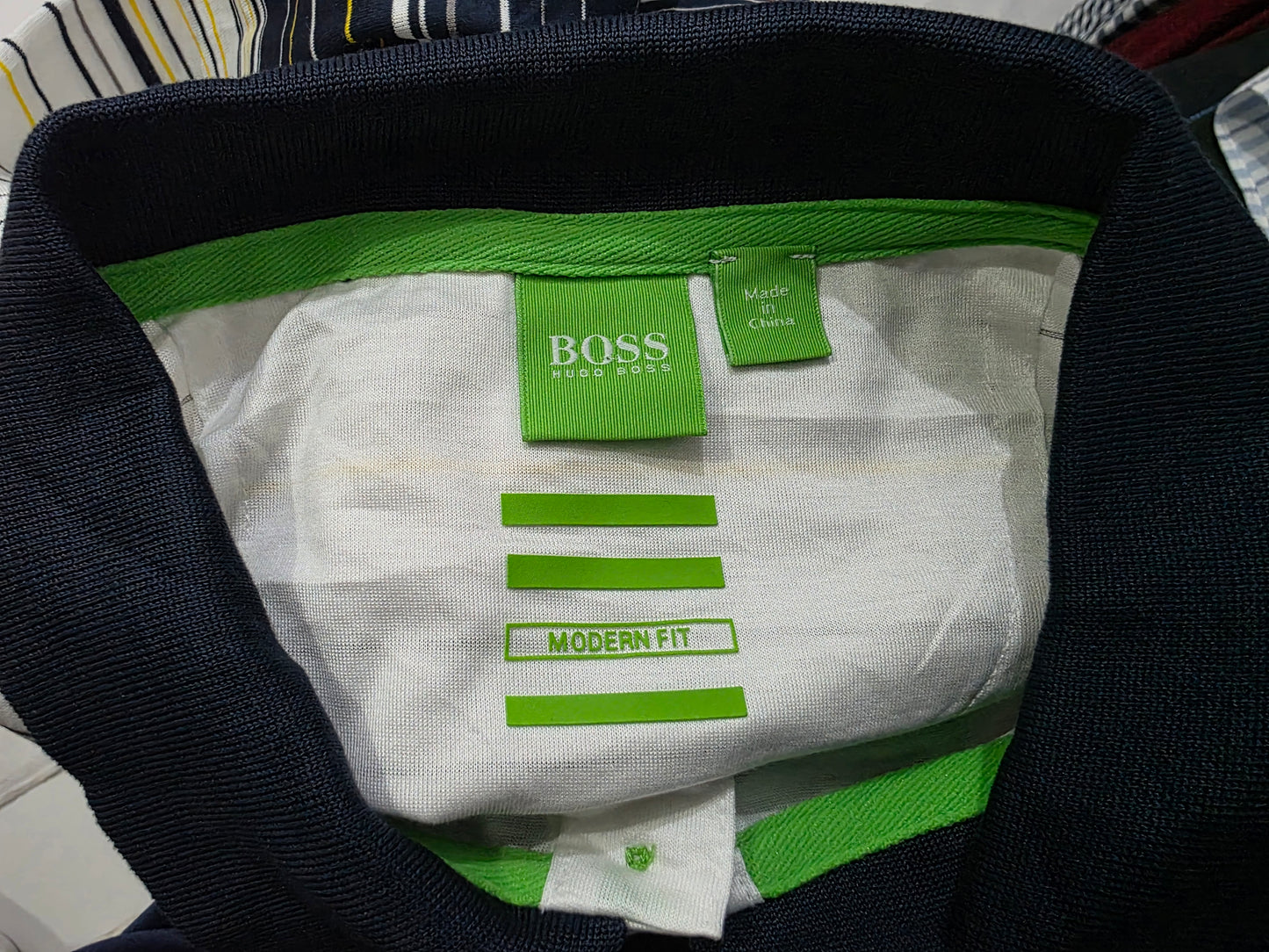 Playera Polo Hugo Boss 2xl Azul Y Blanco Lineas