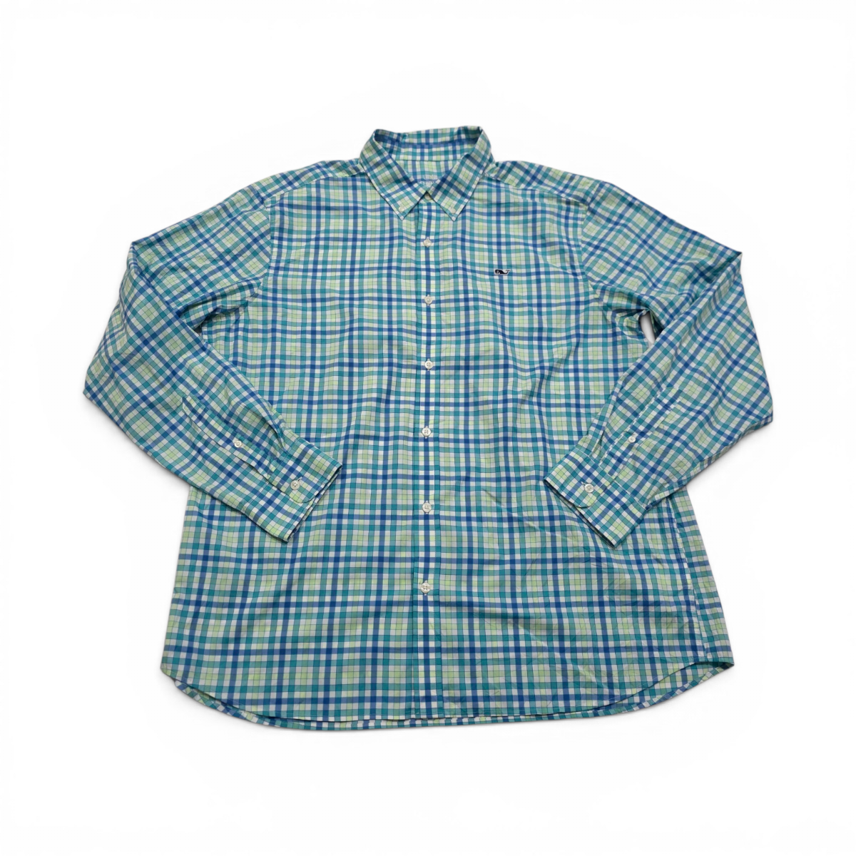 Camisa Vineyard Vines Xgrande Xl Cuadro Azul Y Verde