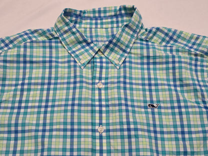 Camisa Vineyard Vines Xgrande Xl Cuadro Azul Y Verde
