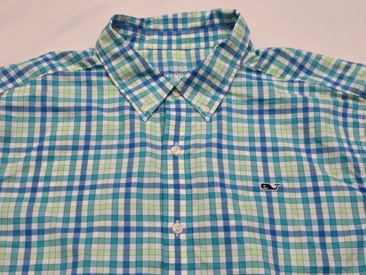 Camisa Vineyard Vines Xgrande Xl Cuadro Azul Y Verde