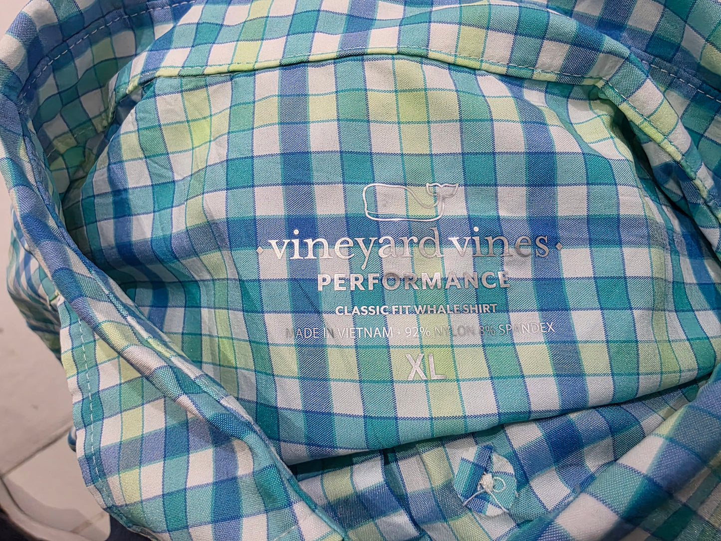 Camisa Vineyard Vines Xgrande Xl Cuadro Azul Y Verde