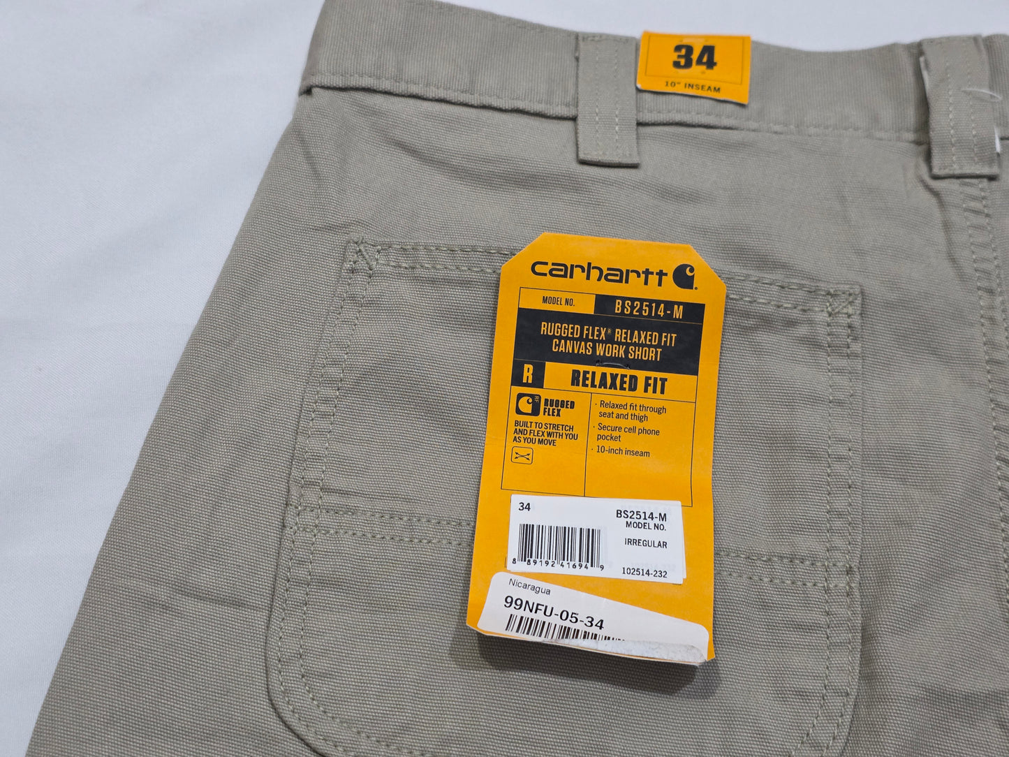 Bermuda Carhartt Talla 34 Relaxed Fit Cafe