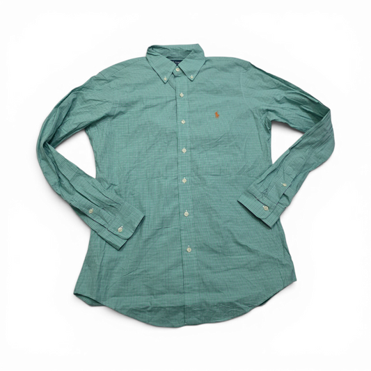Camisa Ralph Lauren Chica S Cuadro Verde Pony Naranja