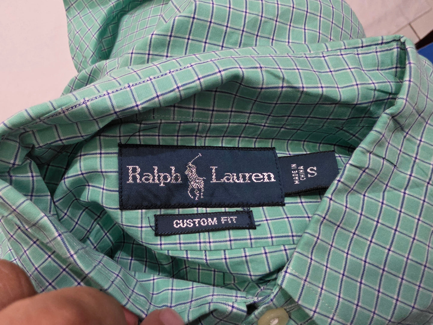 Camisa Ralph Lauren Chica S Cuadro Verde Pony Naranja
