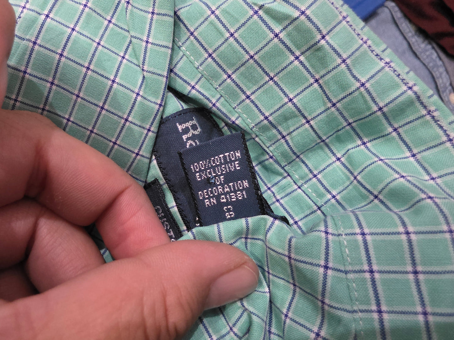 Camisa Ralph Lauren Chica S Cuadro Verde Pony Naranja