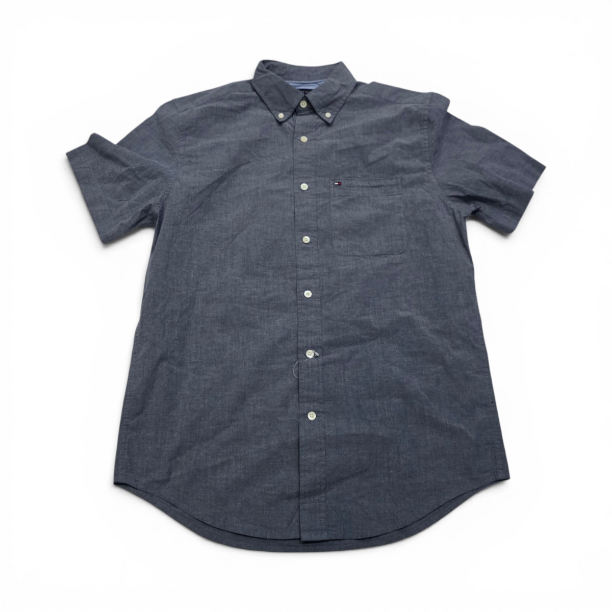 Camisa Tommy Hilfiger Chico S Azul Grisaceo Manga Corta